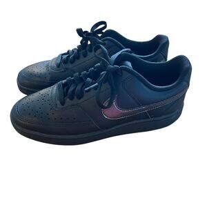 Nike Court Vision Low Black Leather Sneakers Women’s Size 10 Streetwear Retro
